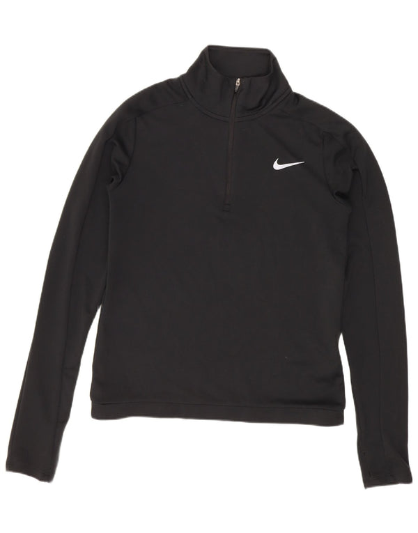 Женский свободный топ с воротником на молнии и длинными рукавами Nike Dri Fit UK 6 XS, черный полиэстер