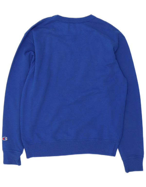 Мужской свитшот с рисунком Champion, хлопковый джемпер среднего синего цвета