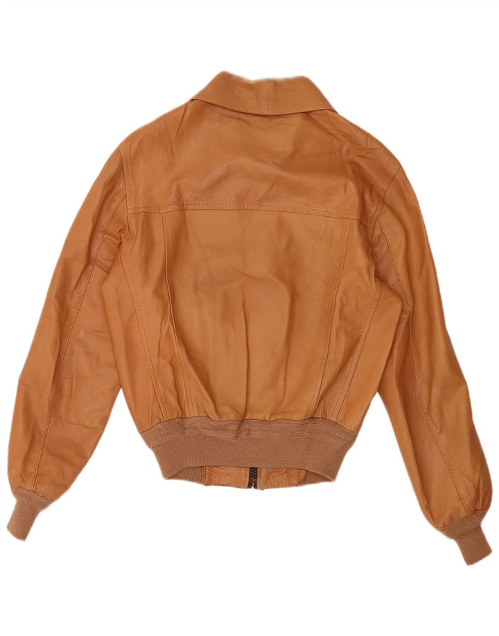 Винтажная женская кожаная куртка IT 50 XL Бежевая