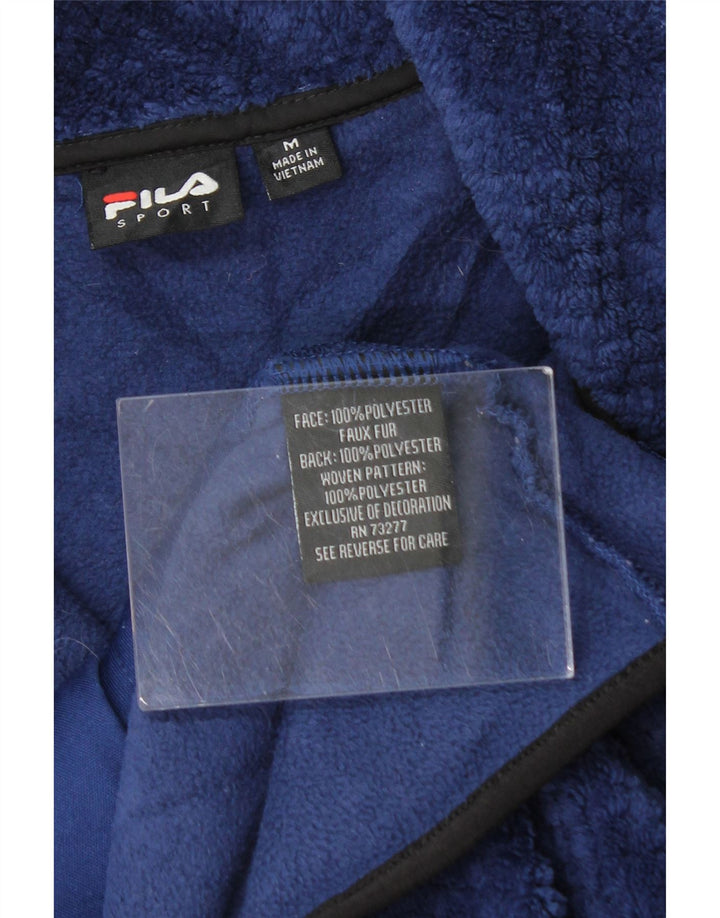 FILA Womens Fleece Jacket UK 14 Medium Navy Blue Colourblock Polyester Vintage Fila and Second-Hand Fila from Messina Hembry 