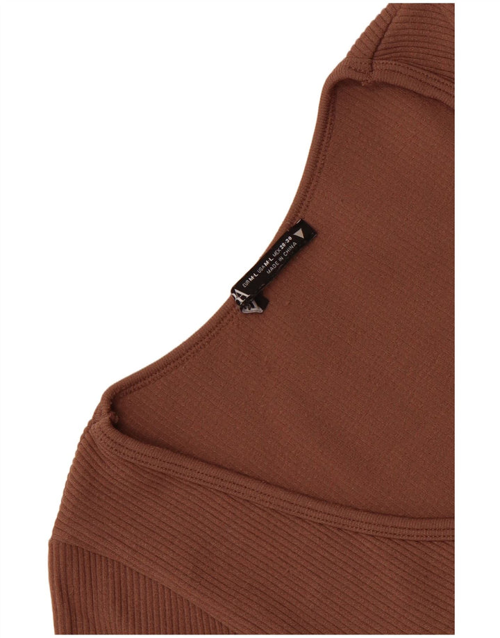 Женская укороченная футболка Zara UK 12 Medium Brown