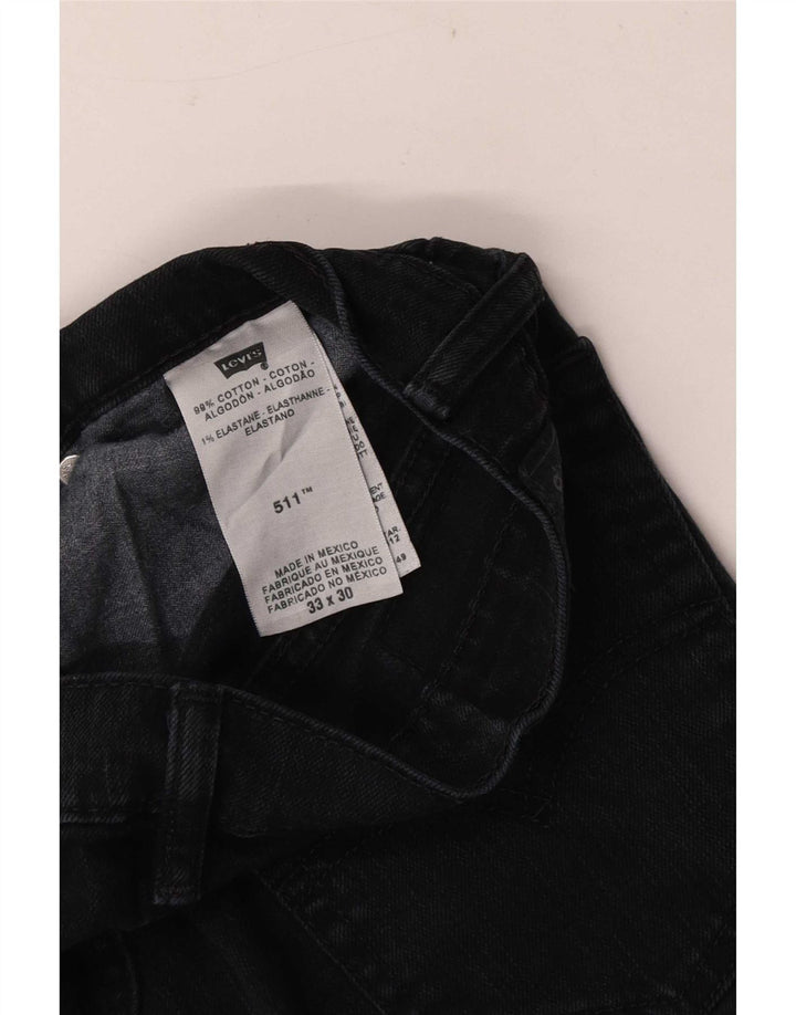 Мужские узкие джинсы Levi's W33 L30, черный хлопок