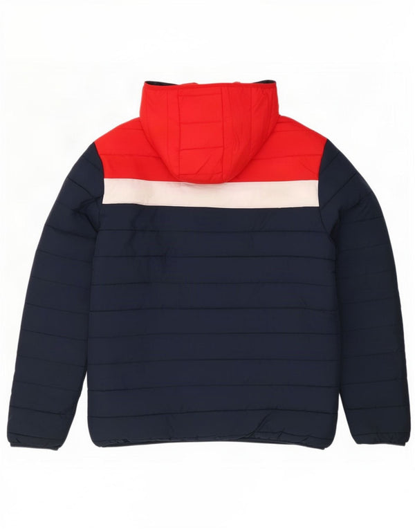 Мужская стеганая куртка с капюшоном Jack & Jones UK 42 XL темно-синяя с цветными блоками