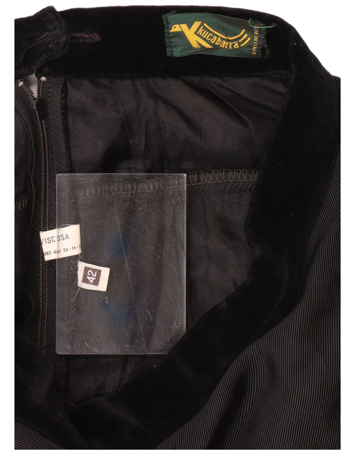 ВИНТАЖНАЯ женская многоярусная юбка с завышенной талией IT 42 Medium W26 Черная вискоза