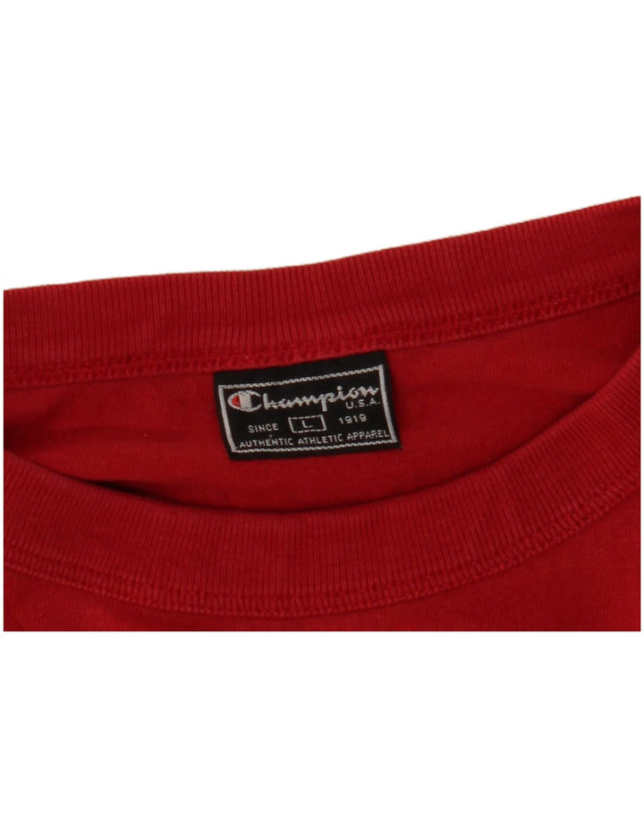 Мужской топ с рисунком Champion, большой красный, с длинным рукавом