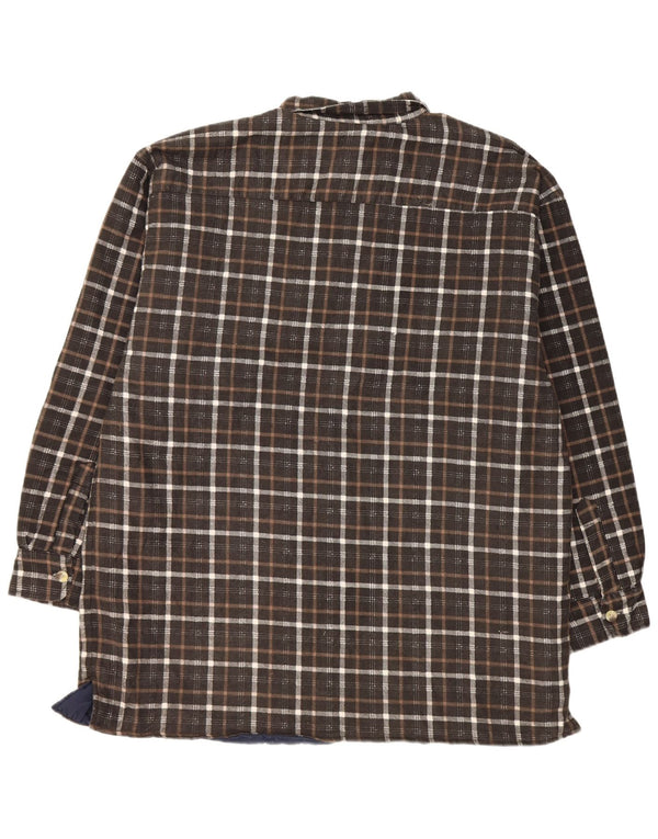 Винтажная мужская фланелевая рубашка Lumberjack, размер 44/46, 2XL, коричневая клетка, хлопок