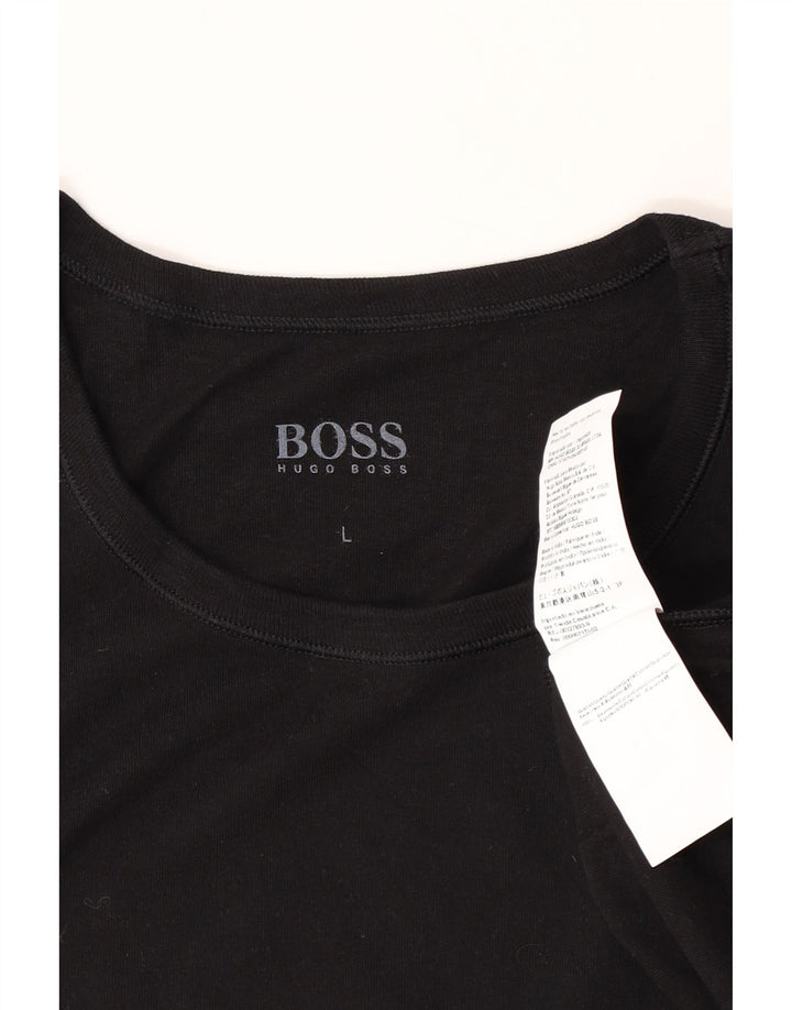 Мужская футболка Hugo Boss, большой черный хлопок