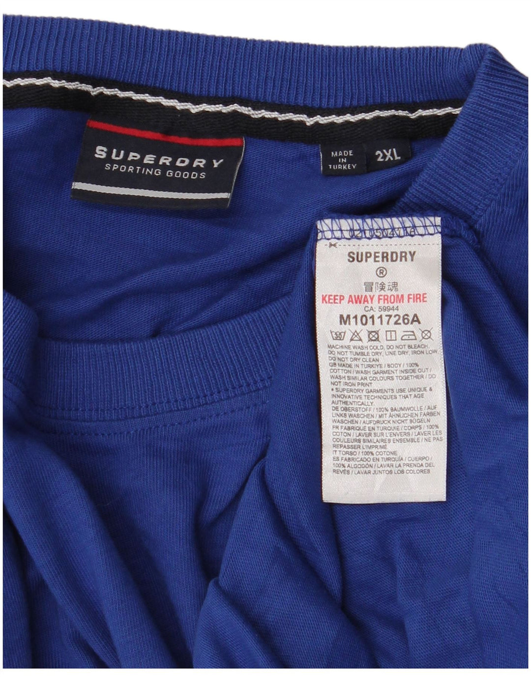 Мужская футболка с рисунком Superdry, 2XL, синяя, хлопок
