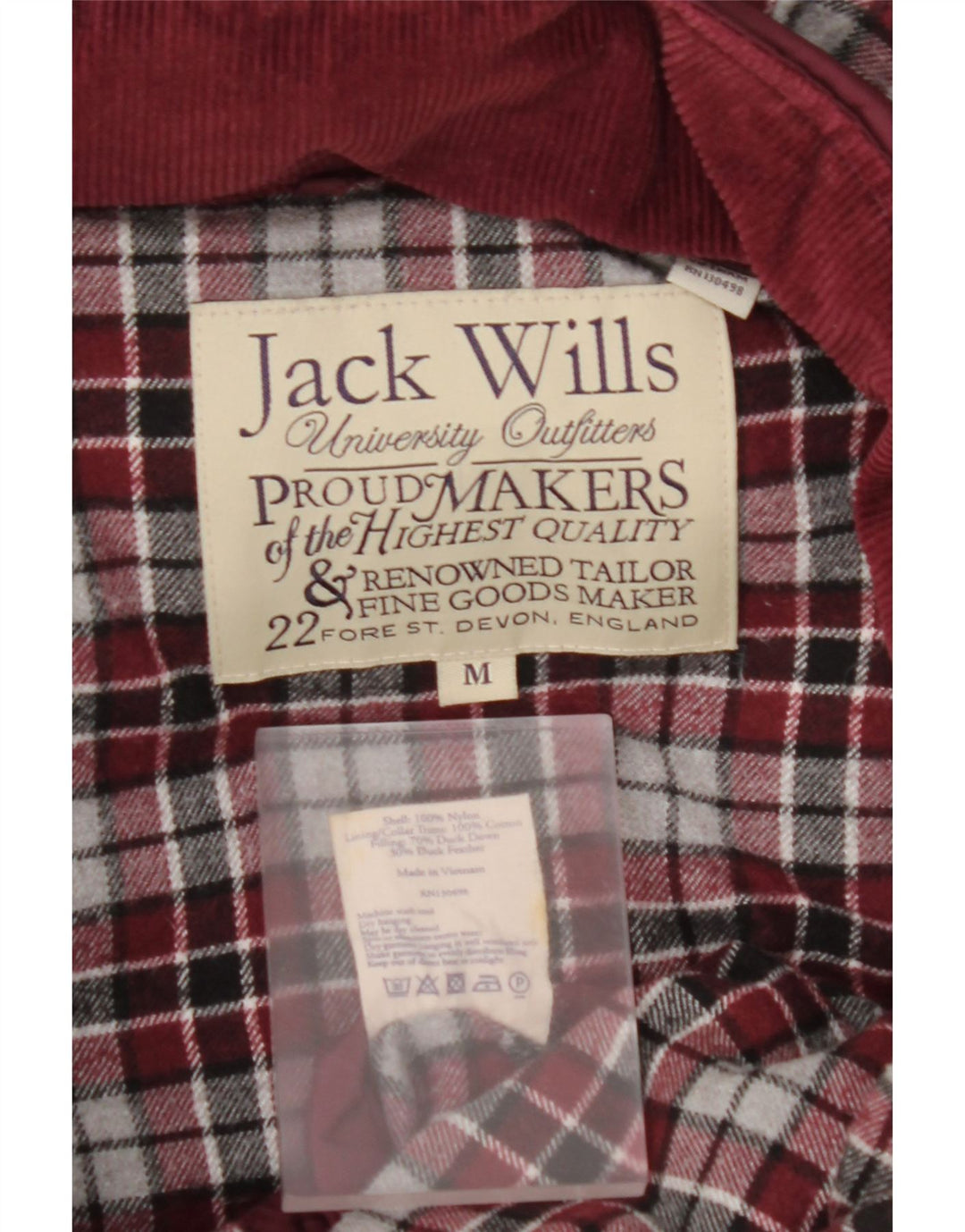 Мужской утепленный жилет с капюшоном JACK WILLS UK 38, средний бордовый нейлон
