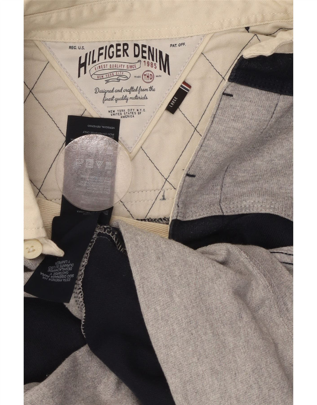 Мужская рубашка-поло для регби TOMMY HILFIGER, большая темно-синяя полоска