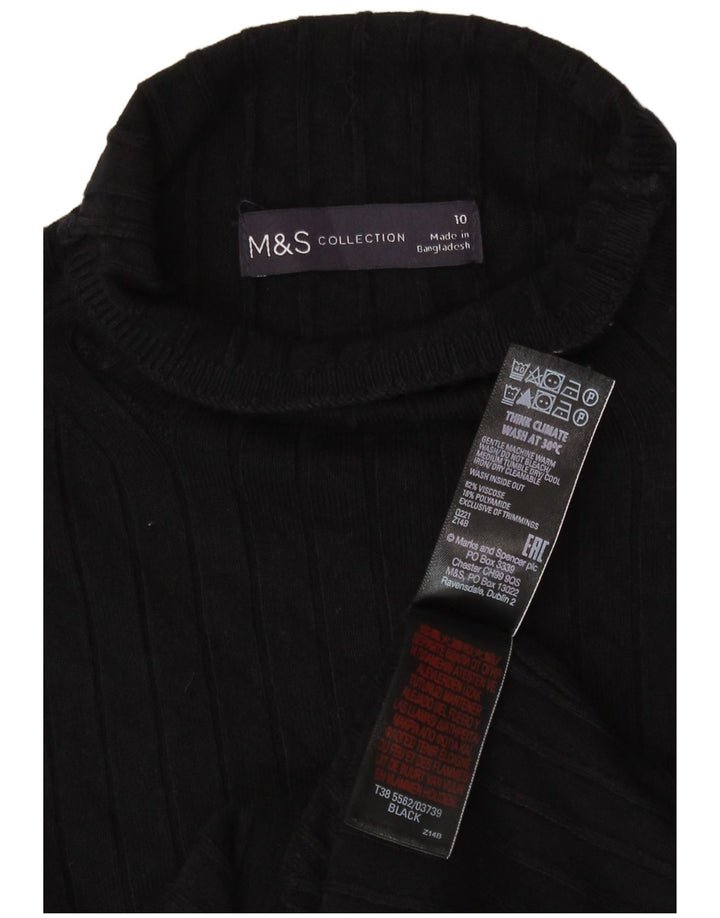 Женский джемпер с высоким воротником Marks & Spencer, размер UK 10, маленький, черный, вискоза