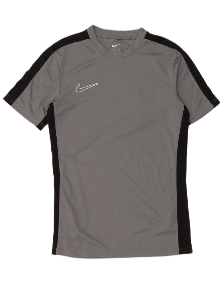 Мужская футболка Nike Dri Fit Slim Fit, маленький серый полиэстер с цветными блоками