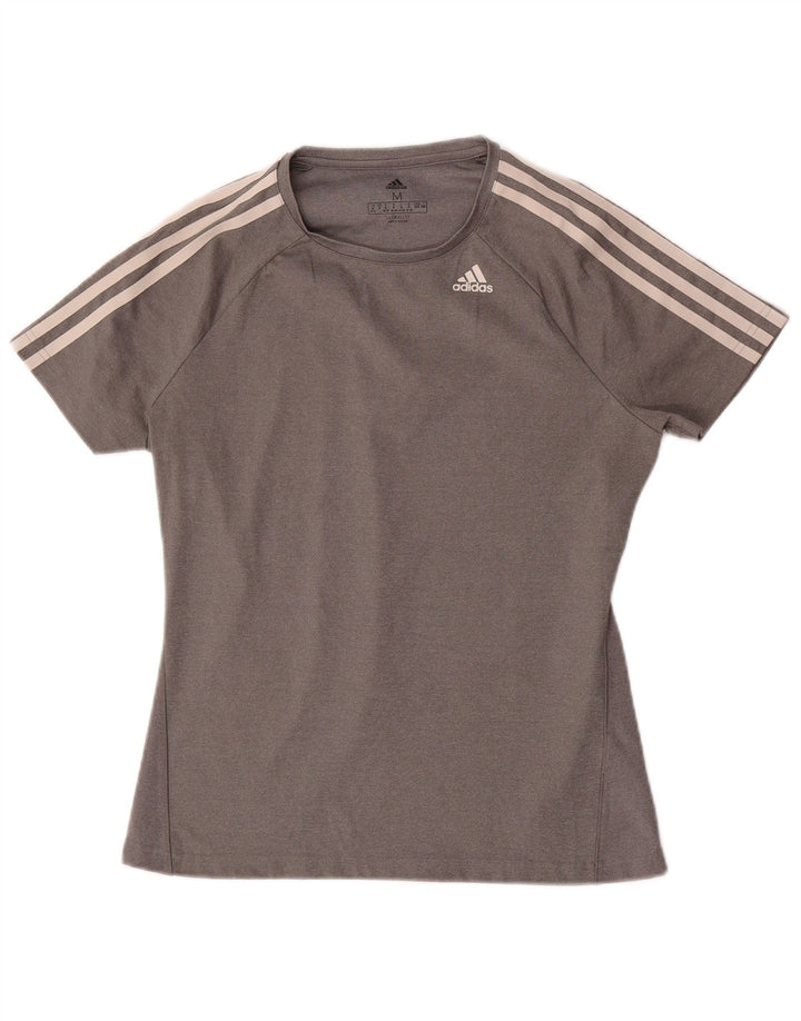 ADIDAS Womens Climalite T-Shirt Top UK 12/14 Medium Grey Polyester