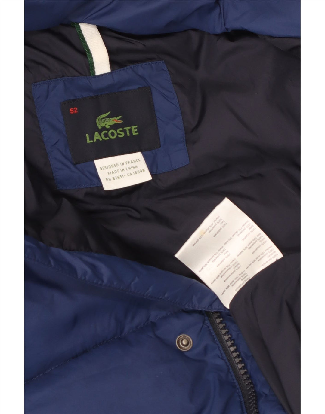 LACOSTE Мужской утепленный жилет IT 52 XL Синий Полиамид