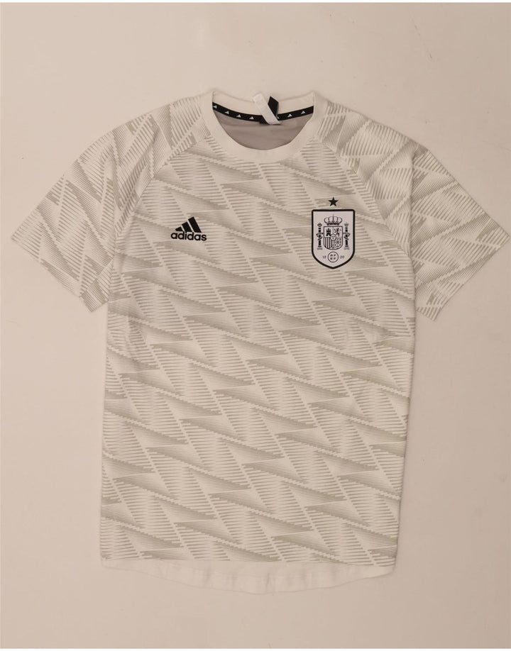 Мужская футболка Adidas Top среднего размера из хлопка с геометрическим рисунком белого цвета