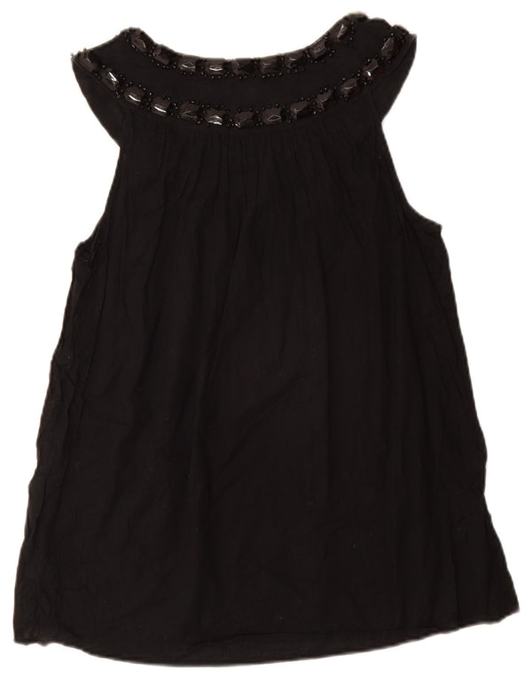 Женская блузка без рукавов MICHAEL KORS UK 12, средний черный хлопок