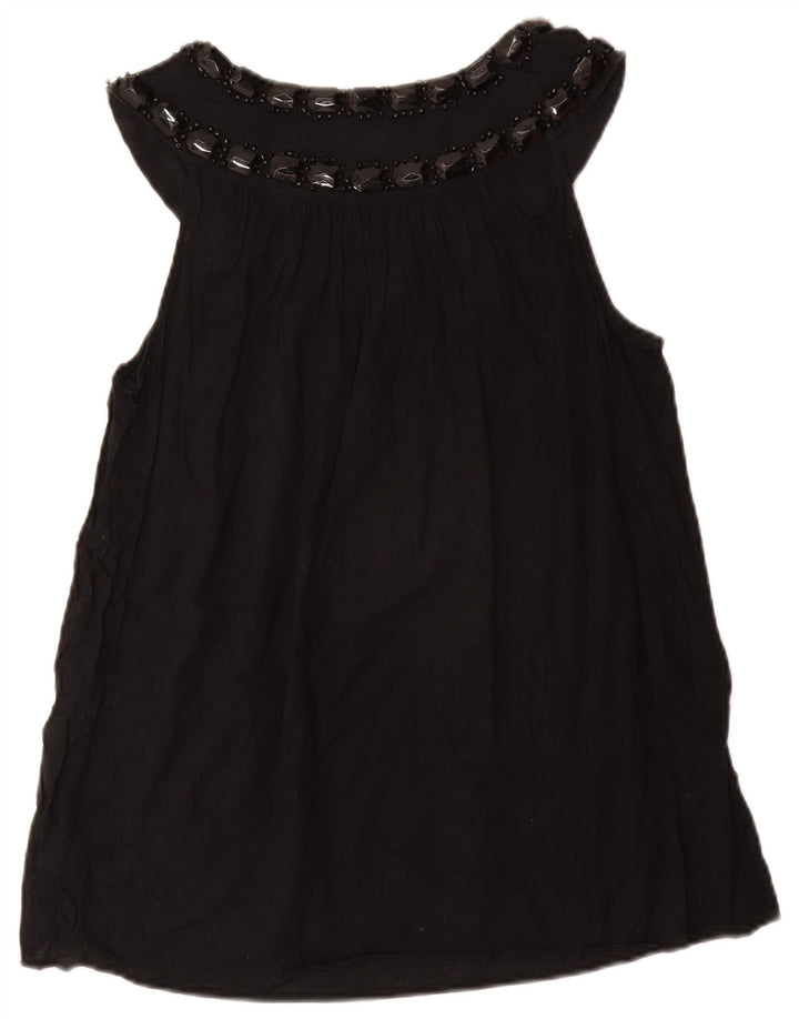 Женская блузка без рукавов MICHAEL KORS UK 12, средний черный хлопок