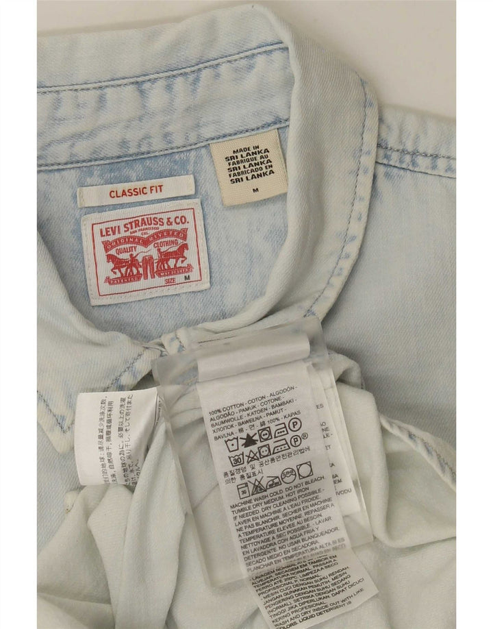 Женская джинсовая рубашка классического кроя Levi's UK 14, хлопок среднего синего цвета