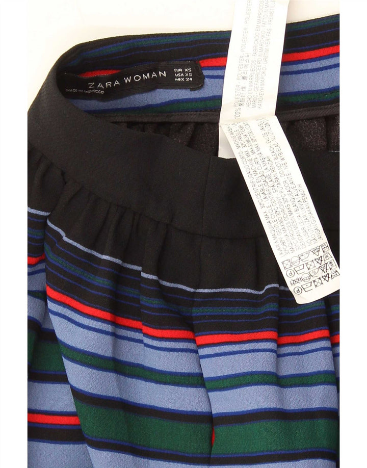 Женская юбка-трапеция Zara XS W24, полиэстер в разноцветную полоску