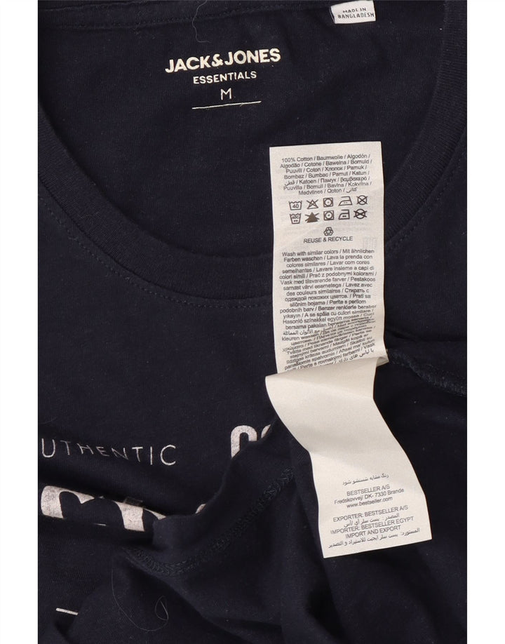 Мужская футболка с рисунком Jack & Jones, темно-синий, хлопковый топ среднего размера