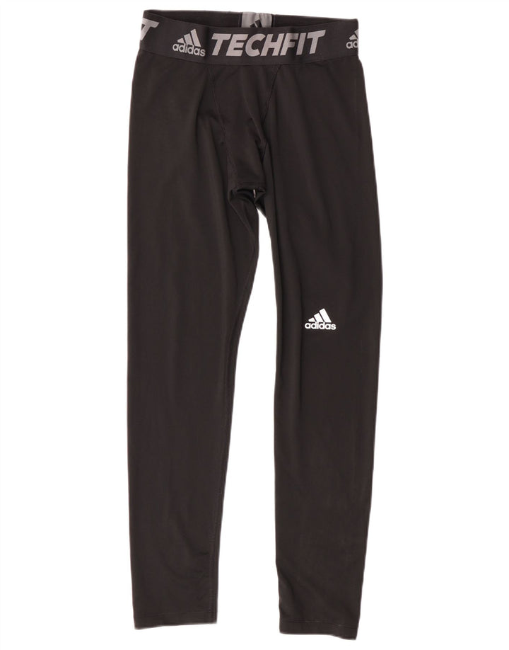 Леггинсы Adidas Climalite с рисунком для мальчиков 13-14 лет, черный полиэстер