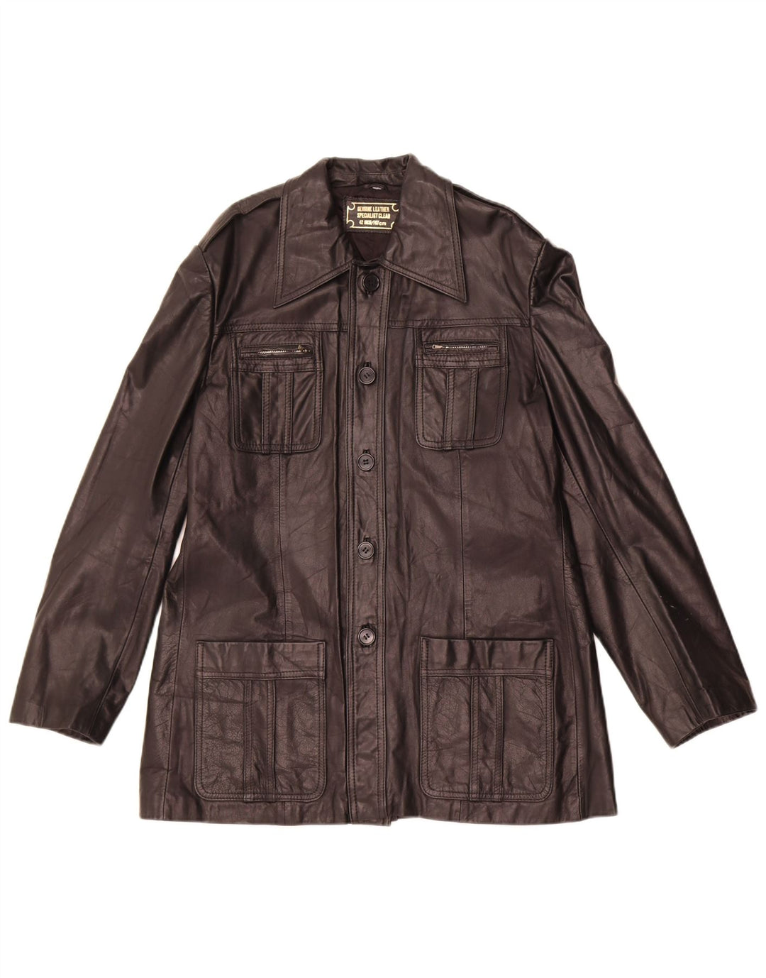 Винтажная женская кожаная куртка IT 42 Medium Black Leather