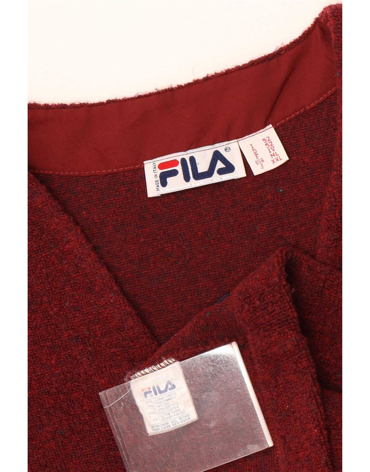 Мужской вязаный жилет Fila средней темно-бордовой шерсти с крапинками