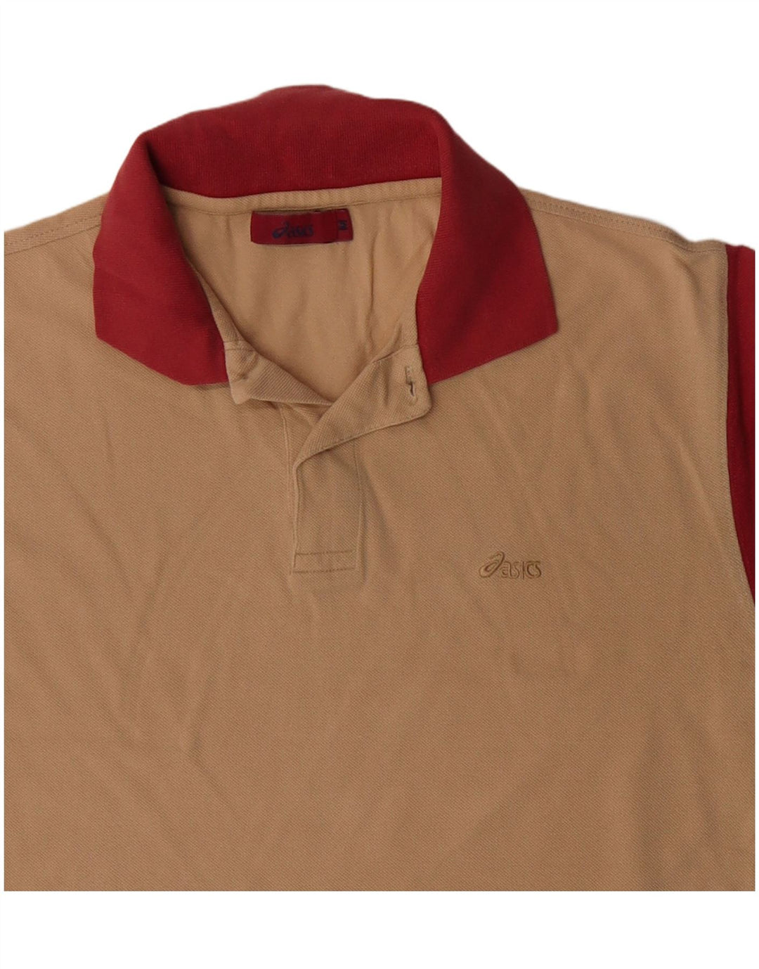 Мужская рубашка-поло для регби ASICS среднего бежевого цвета, хлопок с цветными блоками
