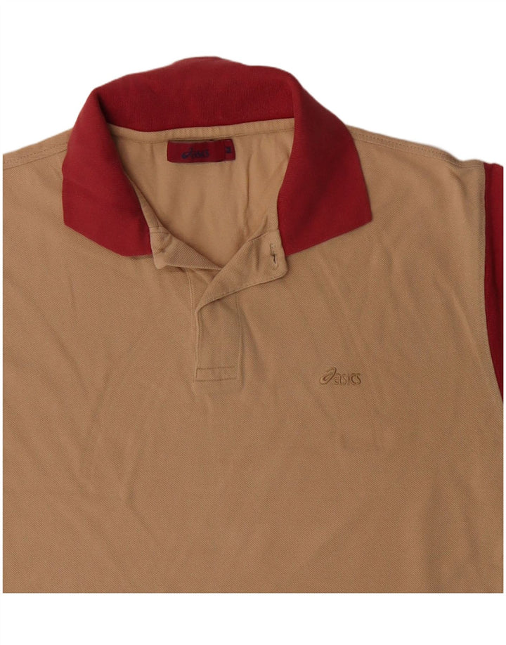 Мужская рубашка-поло для регби ASICS среднего бежевого цвета, хлопок с цветными блоками