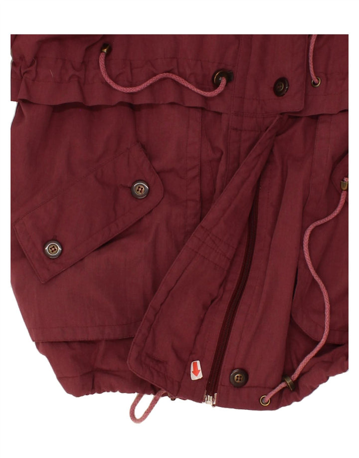 VINTAGE Womens Oversized Utility Jacket IT 40 Small Burgundy Polyester Vintage Vintage and Second-Hand Vintage from Messina Hembry 