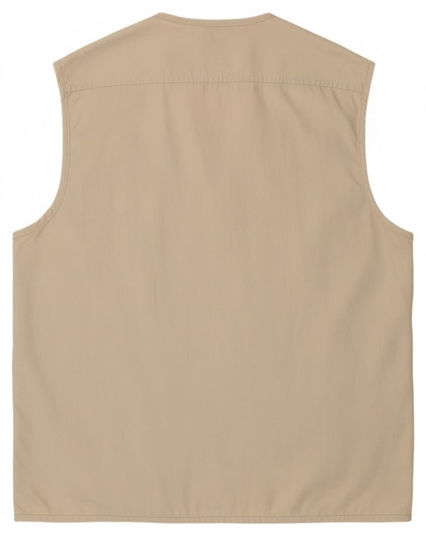 Винтажный мужской универсальный жилет UK 42 XL, бежевый хлопок