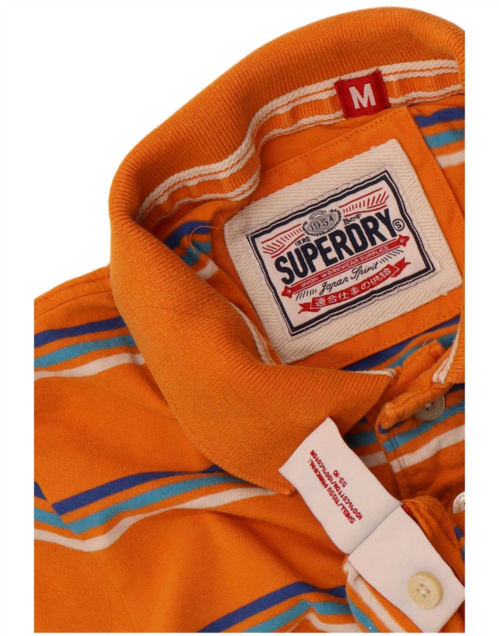 Мужская рубашка-поло с графическим рисунком Superdry, хлопок в оранжевую полоску среднего размера