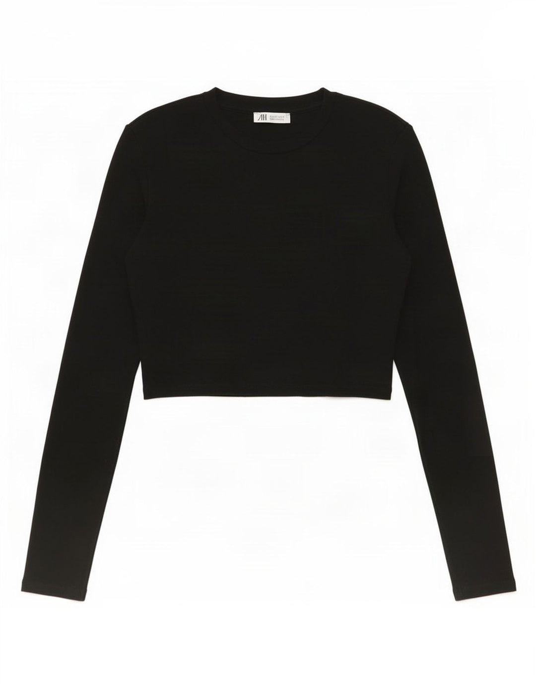 Женский укороченный топ Zara UK 12 с длинным рукавом, средний черный