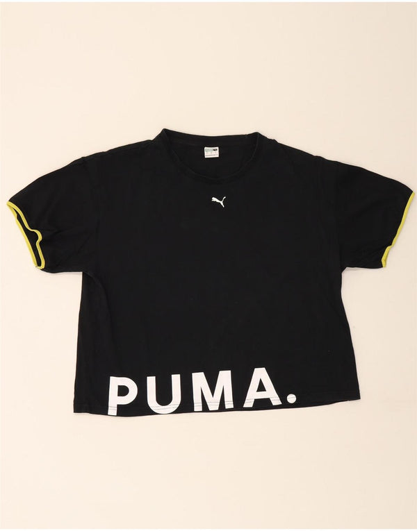 Женская укороченная футболка с графическим рисунком Puma UK 16, большой черный хлопок