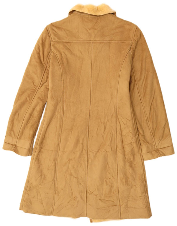 BENETTON Женское пальто из шерпы UK 10, маленькое, бежевый модакрил