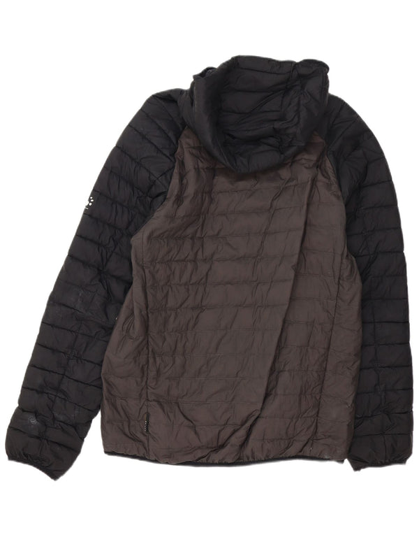 Мужская стеганая куртка с капюшоном Jack Wolfskin UK 40, большая серая с цветными блоками