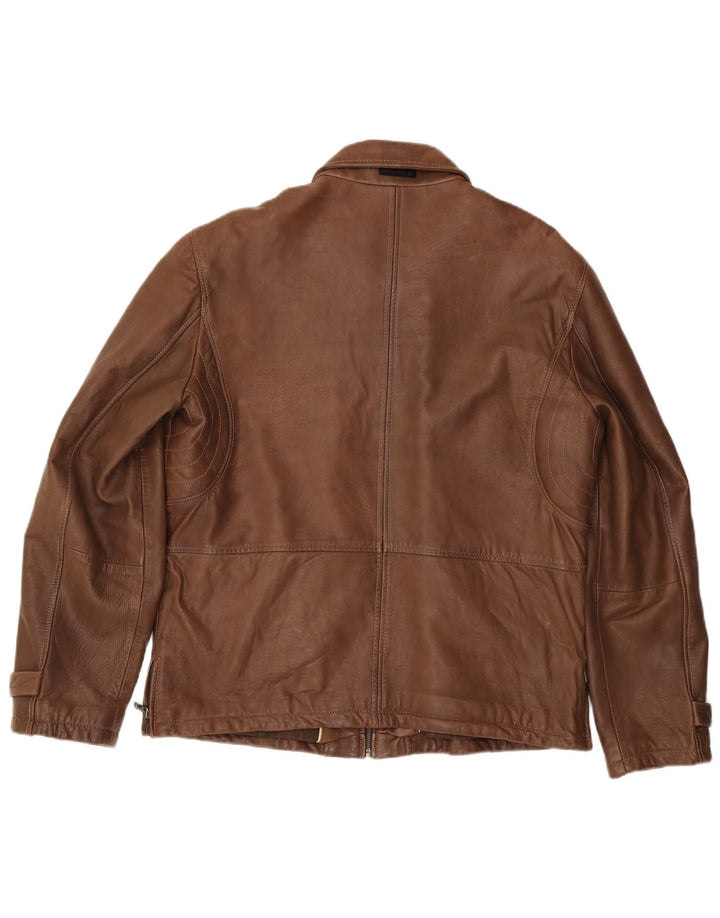 Мужская кожаная куртка MILESTONE UK 40, большая коричневая кожа