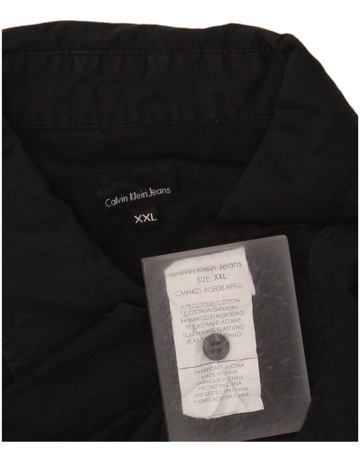 CALVIN KLEIN JEANS Мужская рубашка с коротким рукавом 2XL, черный хлопок