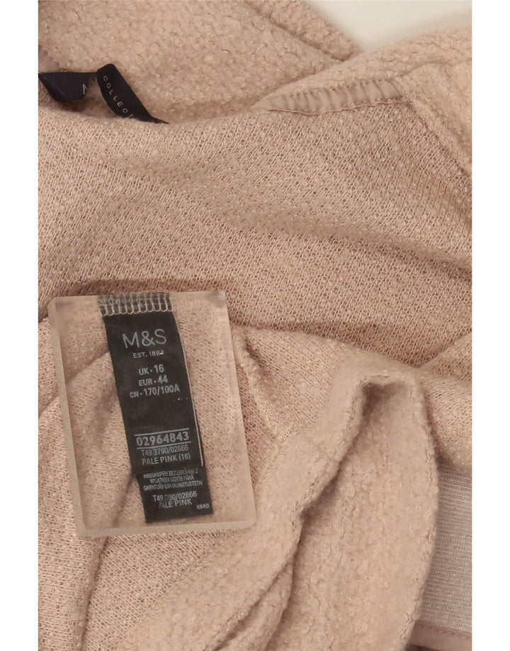 Женский удлиненный кардиган Marks & Spencer UK 16, большой розовый полиэстер