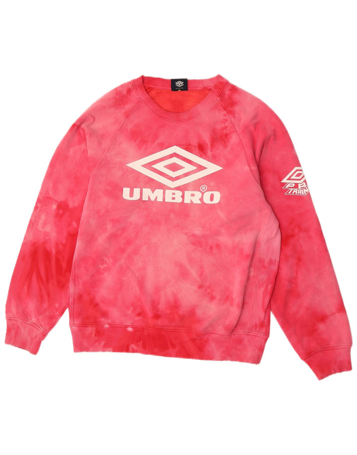 Мужской свитшот с рисунком Umbro, хлопковый джемпер среднего розового цвета тай-дай