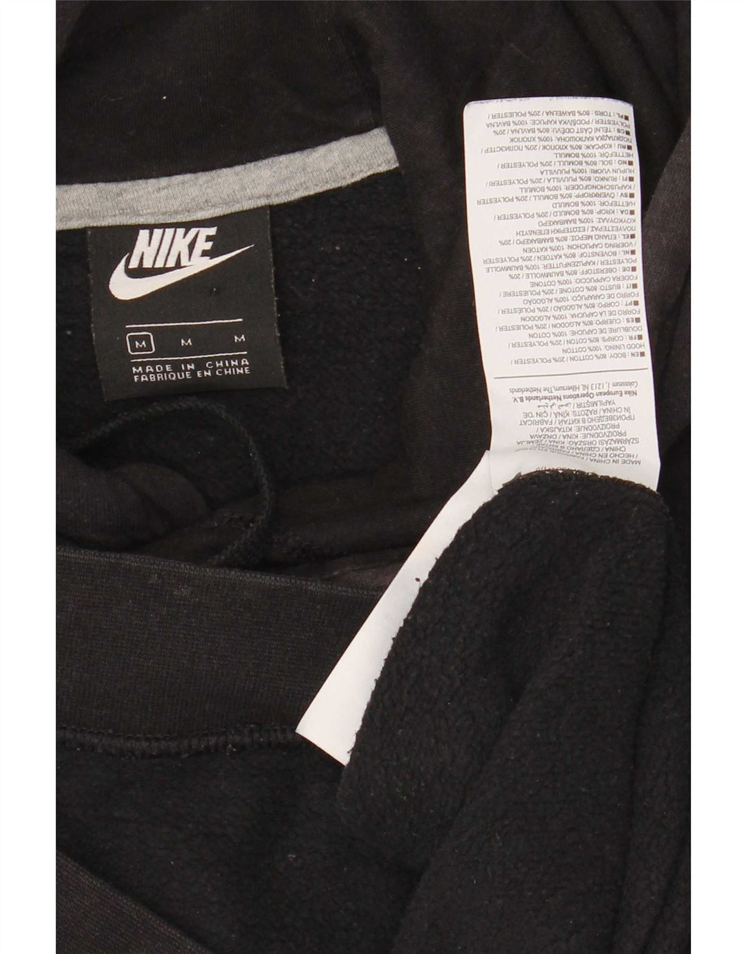 Мужской джемпер с капюшоном с рисунком Nike, средний черный, хлопковый