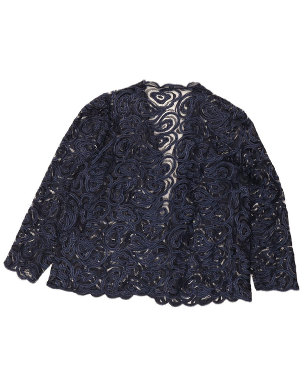 Vintage Womens Lace Cardigan Top UK 18 XL Navy Blue Paisley