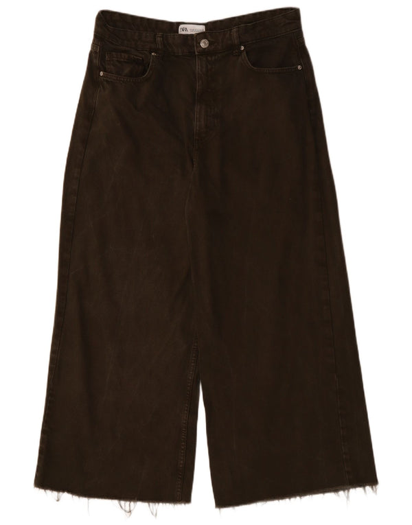 Женские укороченные широкие джинсы Zara EU 42, большие W32 L25, хаки