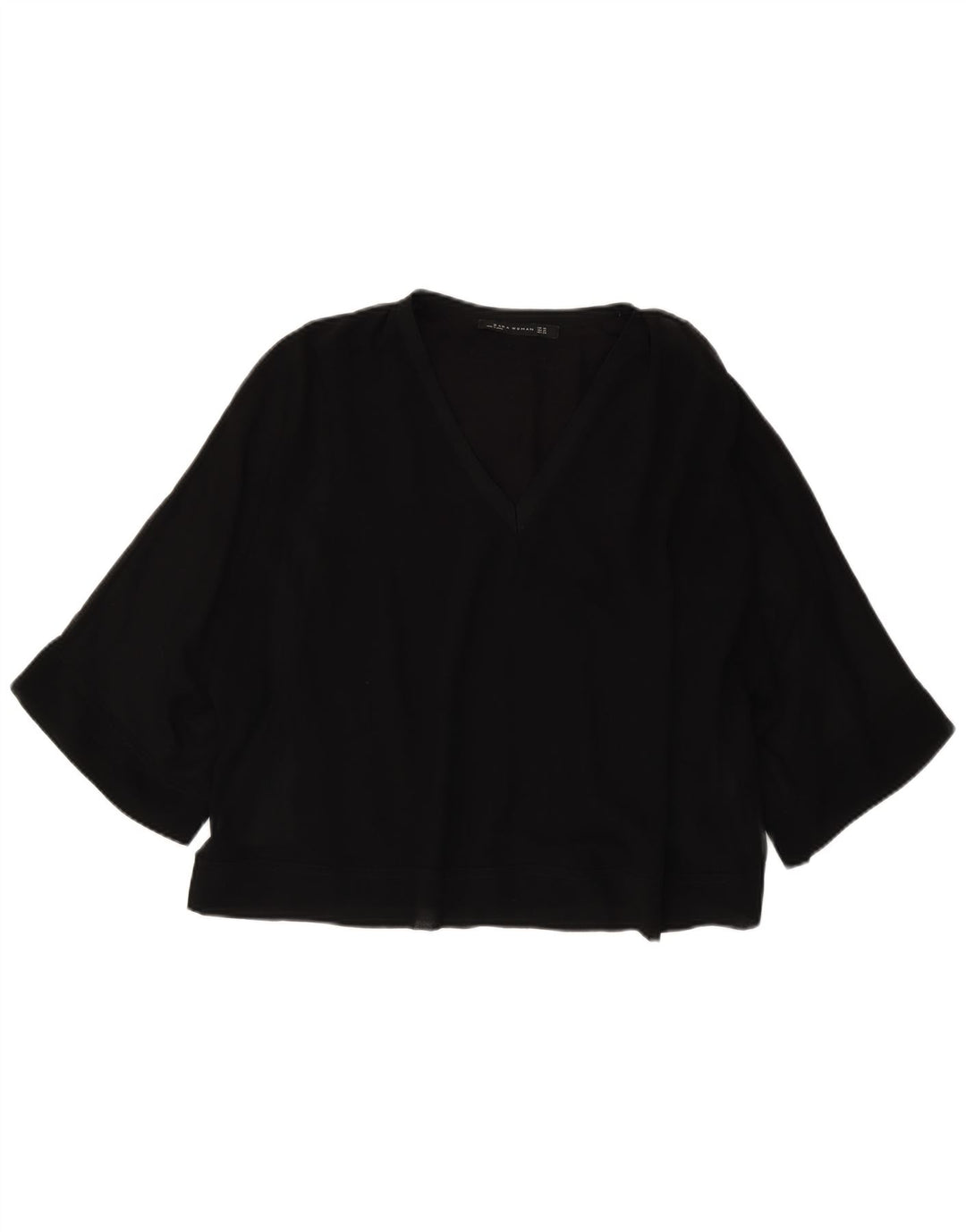 Женская блузка оверсайз с рукавом 3/4 Zara UK 6 XS, черный полиэстер