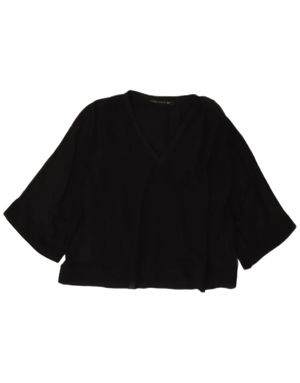 Женская блузка оверсайз с рукавом 3/4 Zara UK 6 XS, черный полиэстер