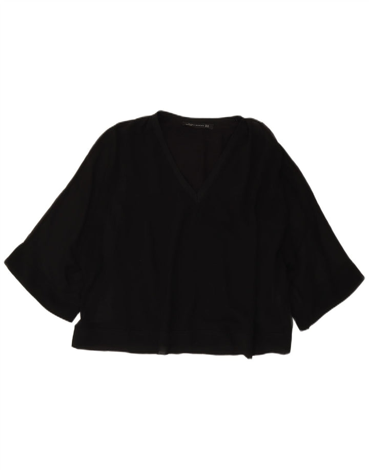 Женская блузка оверсайз с рукавом 3/4 Zara UK 6 XS, черный полиэстер
