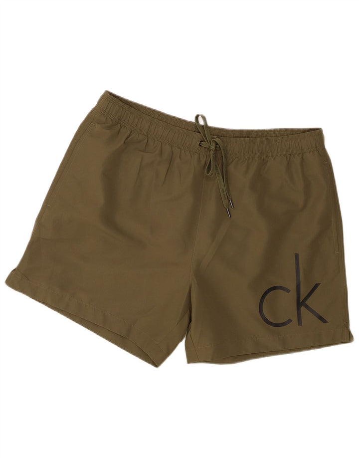 Мужские шорты для плавания Calvin Klein с рисунком, большой размер, цвет хаки, полиэстер