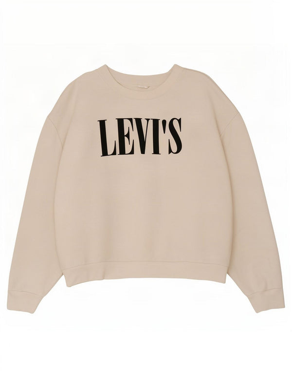 Женский джемпер оверсайз с рисунком Levi's UK 16, большой белый хлопок