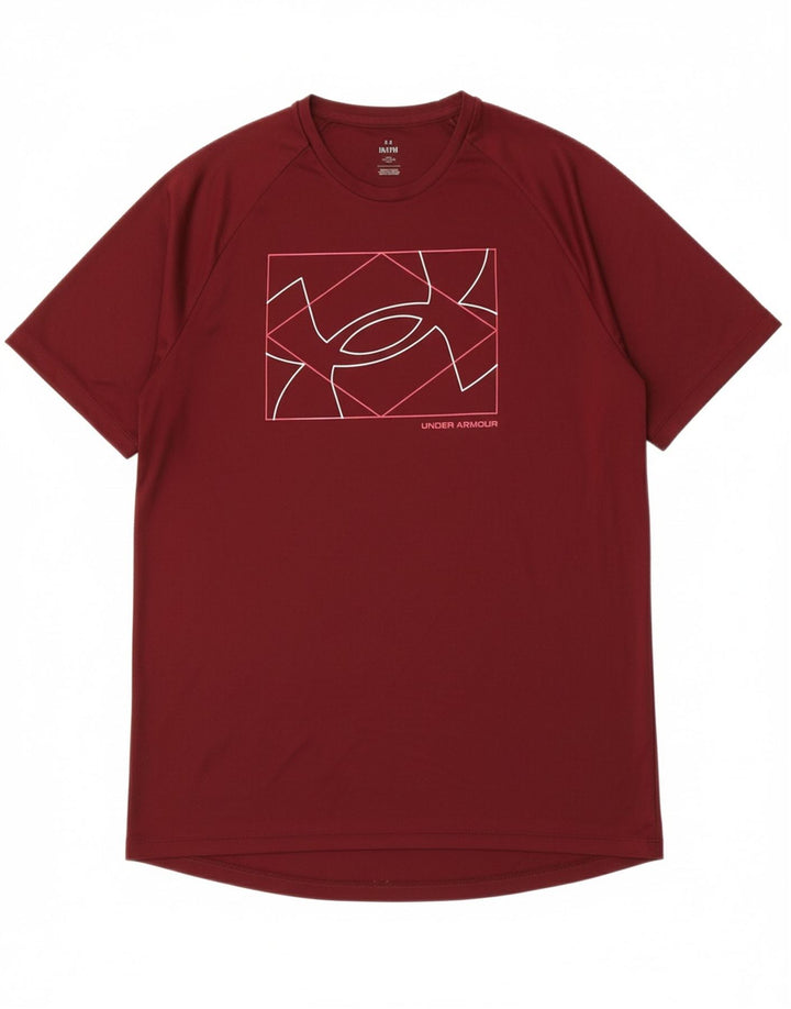 UNDER ARMOUR Mens Graphic T-Shirt Top Large Burgundy Polyester
