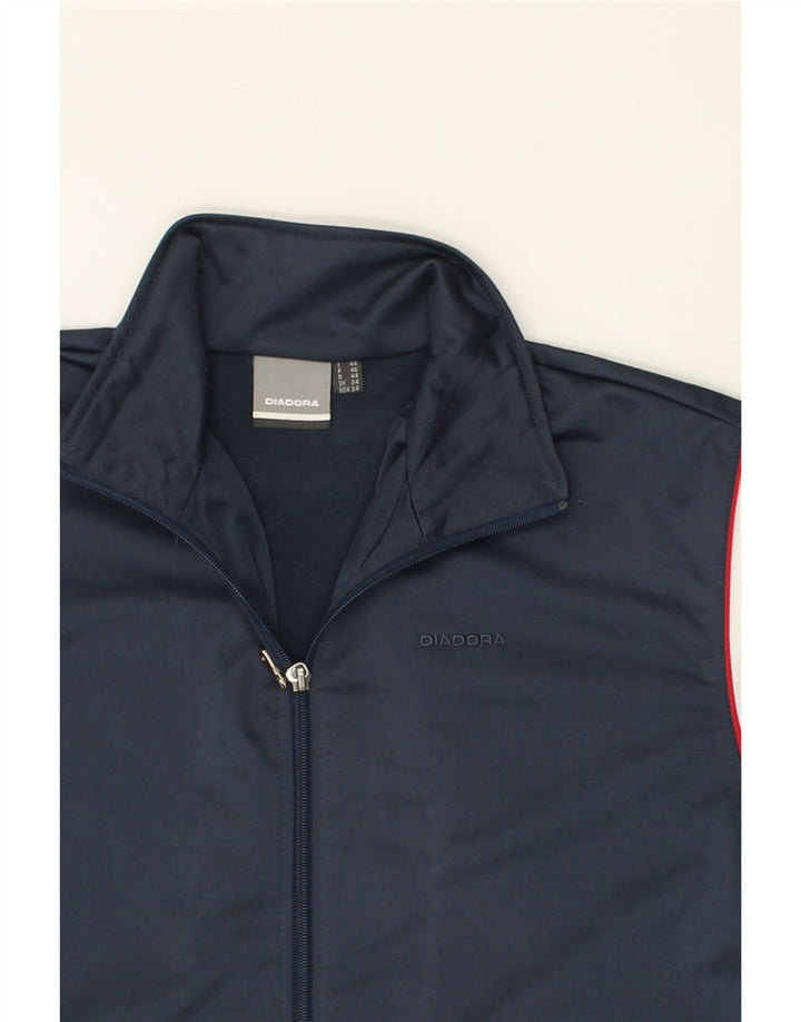 DIADORA Mens Tracksuit Top Jacket IT 44 XS Navy Blue Colourblock Polyester | Vintage Diadora | Thrift | Second-Hand Diadora | Used Clothing | Messina Hembry 